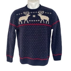 J Crew Wool Fair Isle Reindeer Sweater Medium